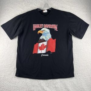 Vintage Harley Davidson Adult T Shirt Made In Canada Eagle Niagara Falls Size XL